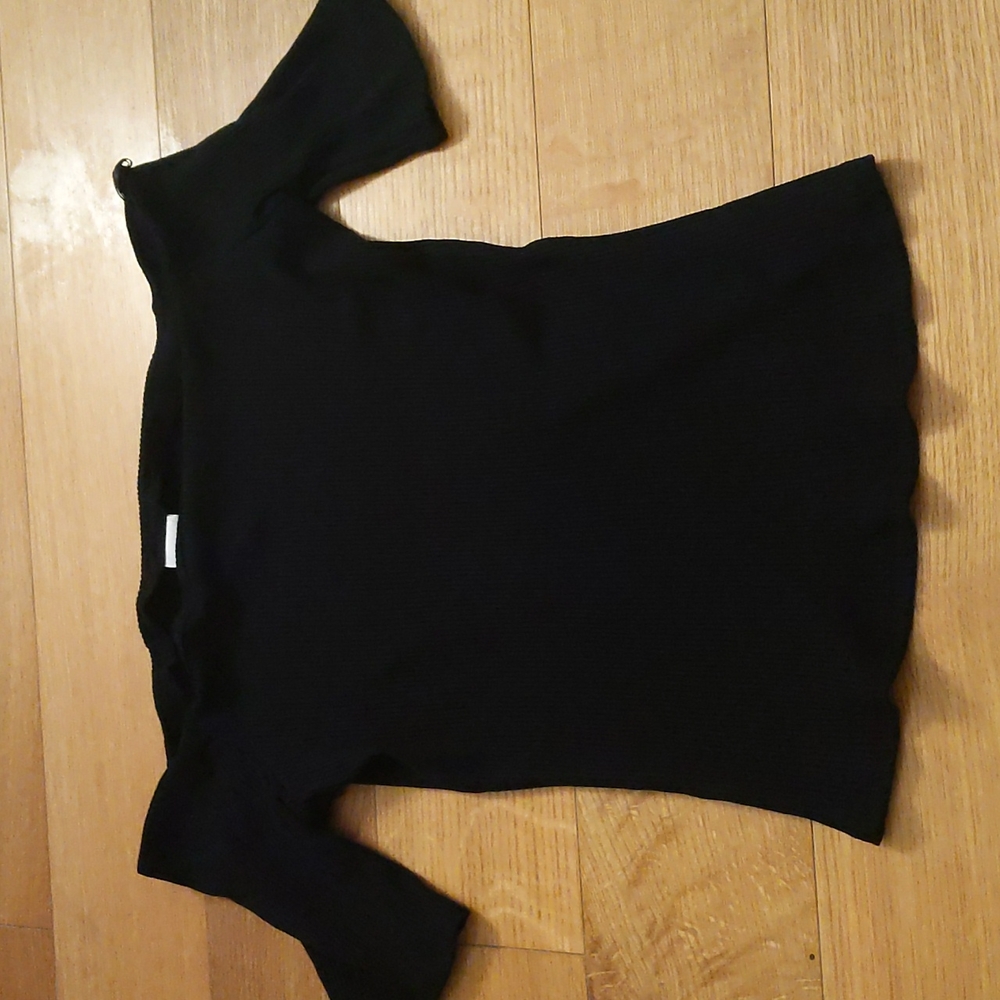 H&M Black Boat Neck Ribbed Top